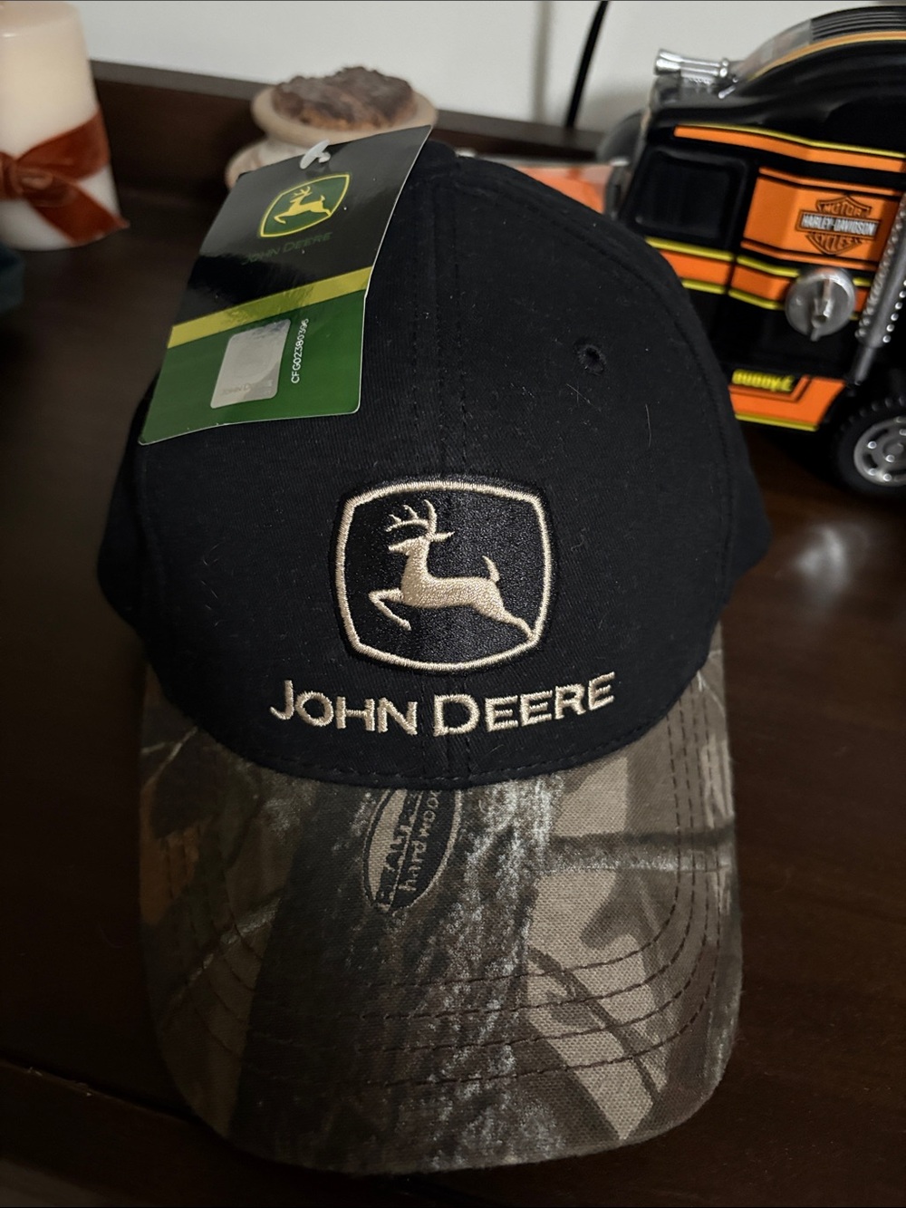 John Deere Men's Black and Camo Baseball Cap